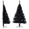 Medio árbol de Navidad artificial con soporte PVC negro 120 cm