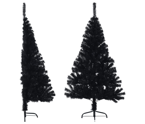 Medio árbol de Navidad artificial con soporte PVC negro 120 cm