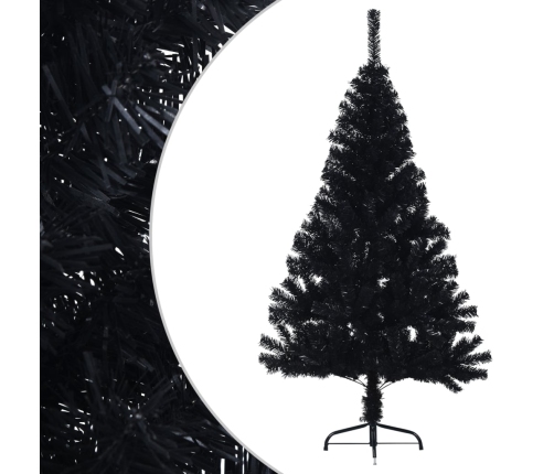 Medio árbol de Navidad artificial con soporte PVC negro 120 cm