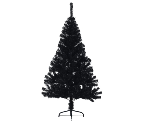 Medio árbol de Navidad artificial con soporte PVC negro 120 cm