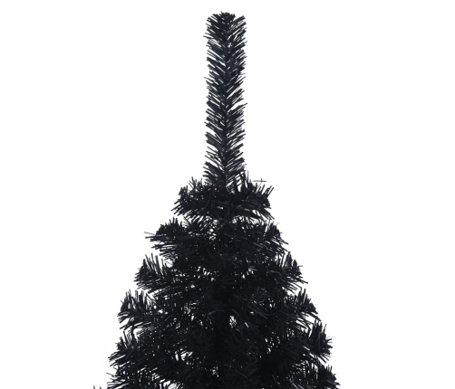 Medio árbol de Navidad artificial con soporte PVC negro 120 cm