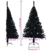 Medio árbol de Navidad artificial con soporte PVC negro 120 cm