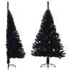 Medio árbol de Navidad artificial con soporte PVC negro 150 cm