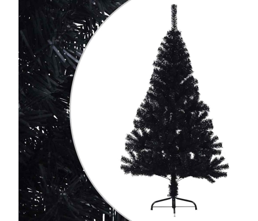 Medio árbol de Navidad artificial con soporte PVC negro 150 cm