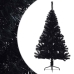 Medio árbol de Navidad artificial con soporte PVC negro 150 cm