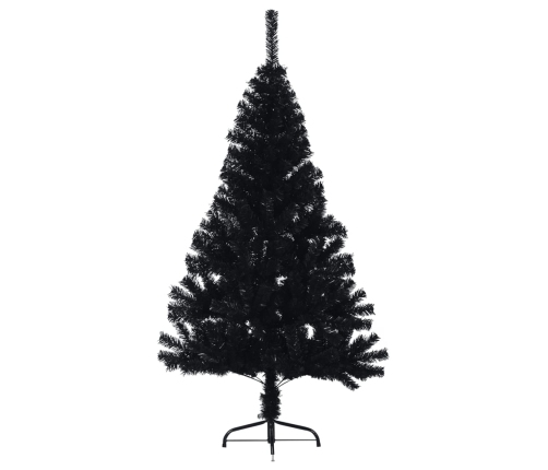 Medio árbol de Navidad artificial con soporte PVC negro 150 cm