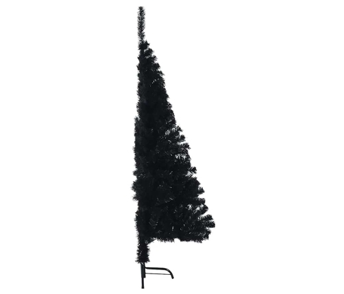 Medio árbol de Navidad artificial con soporte PVC negro 150 cm