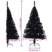 Medio árbol de Navidad artificial con soporte PVC negro 150 cm