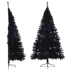 Medio árbol de Navidad artificial con soporte PVC negro 180 cm