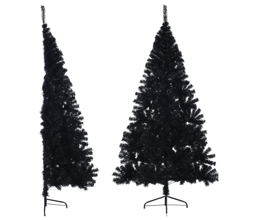 Medio árbol de Navidad artificial con soporte PVC negro 180 cm