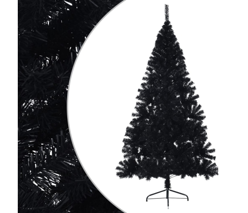 Medio árbol de Navidad artificial con soporte PVC negro 180 cm