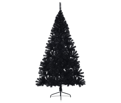 Medio árbol de Navidad artificial con soporte PVC negro 180 cm