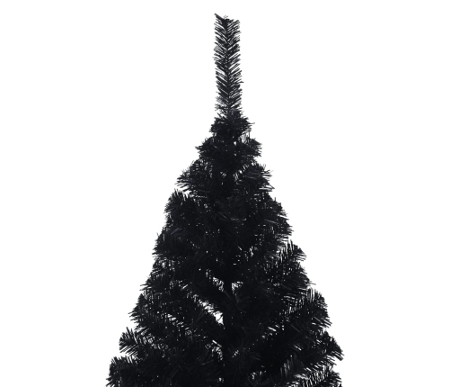 Medio árbol de Navidad artificial con soporte PVC negro 180 cm