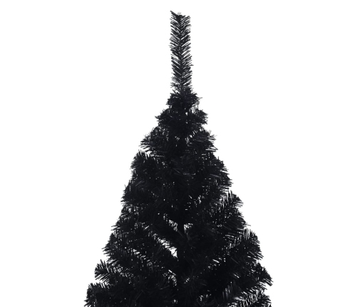 Medio árbol de Navidad artificial con soporte PVC negro 210 cm