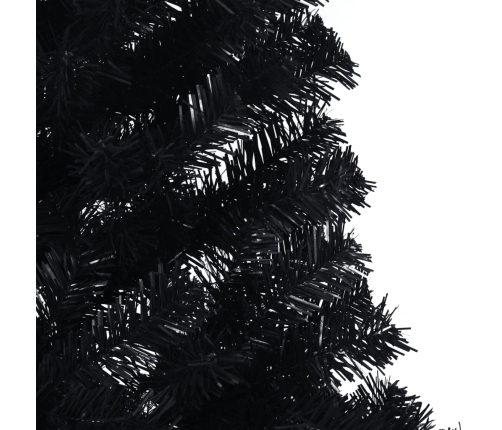 Medio árbol de Navidad artificial con soporte PVC negro 210 cm