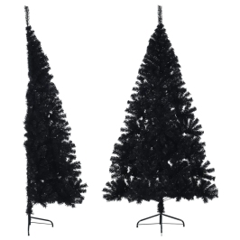 Medio árbol de Navidad artificial con soporte PVC negro 240 cm