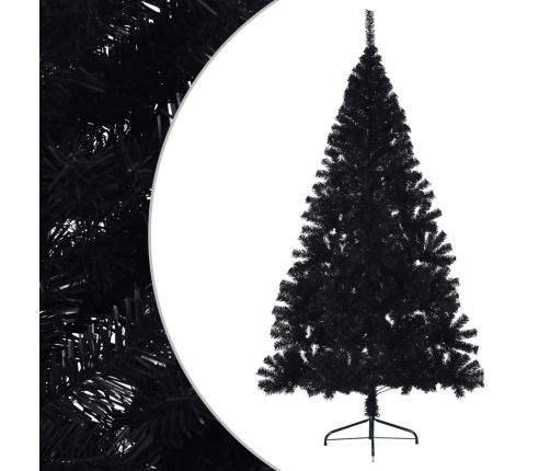 Medio árbol de Navidad artificial con soporte PVC negro 240 cm