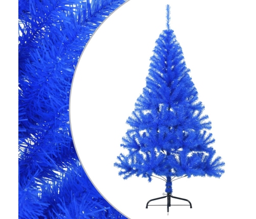 Medio árbol de Navidad artificial con soporte PVC azul 120 cm