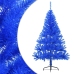 Medio árbol de Navidad artificial con soporte PVC azul 120 cm