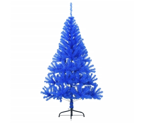 Medio árbol de Navidad artificial con soporte PVC azul 120 cm