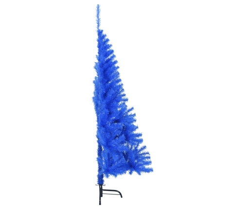 Medio árbol de Navidad artificial con soporte PVC azul 120 cm