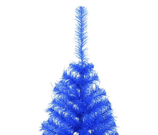 Medio árbol de Navidad artificial con soporte PVC azul 120 cm