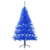 Medio árbol de Navidad artificial con soporte PVC azul 150 cm