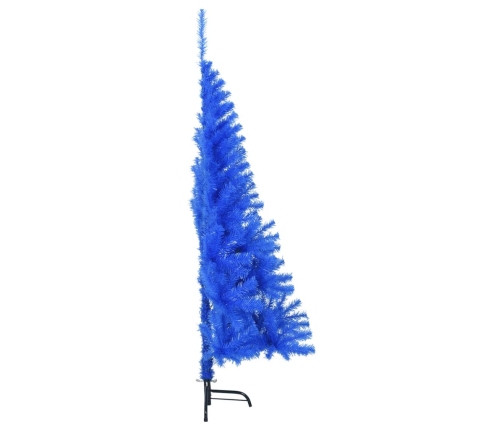 Medio árbol de Navidad artificial con soporte PVC azul 150 cm