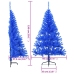 Medio árbol de Navidad artificial con soporte PVC azul 150 cm