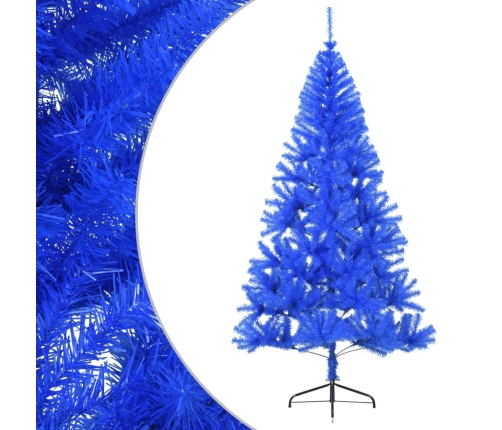 Medio árbol de Navidad artificial con soporte PVC azul 180 cm