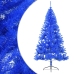 Medio árbol de Navidad artificial con soporte PVC azul 180 cm