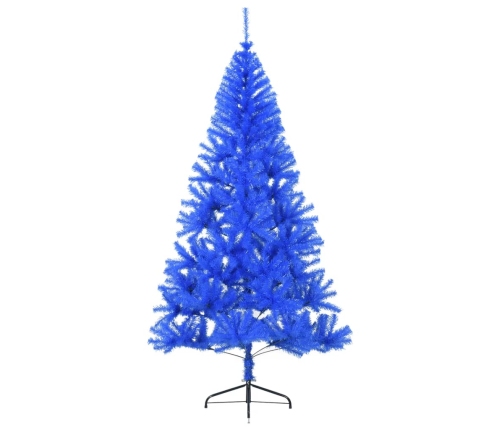 Medio árbol de Navidad artificial con soporte PVC azul 180 cm