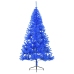 Medio árbol de Navidad artificial con soporte PVC azul 180 cm