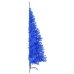 Medio árbol de Navidad artificial con soporte PVC azul 180 cm