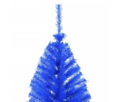 Medio árbol de Navidad artificial con soporte PVC azul 180 cm