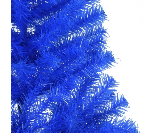 Medio árbol de Navidad artificial con soporte PVC azul 180 cm