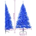 Medio árbol de Navidad artificial con soporte PVC azul 180 cm