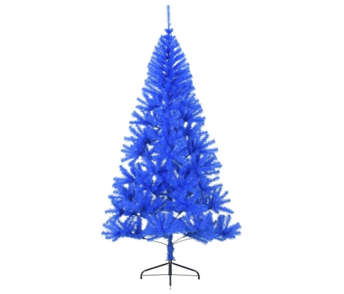 Medio árbol de Navidad artificial con soporte PVC azul 210 cm