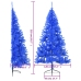 Medio árbol de Navidad artificial con soporte PVC azul 210 cm