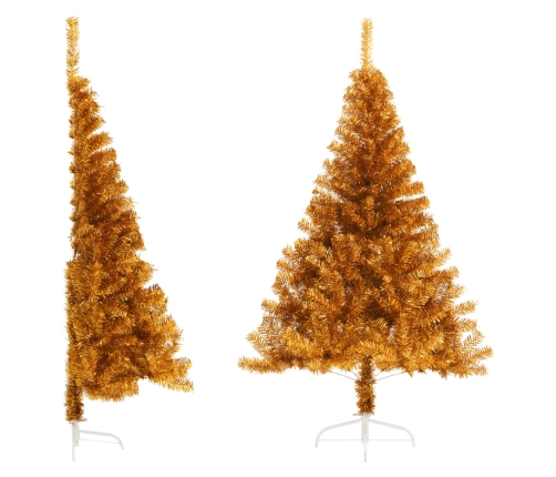 Medio árbol de Navidad artificial con soporte PET dorado 120 cm