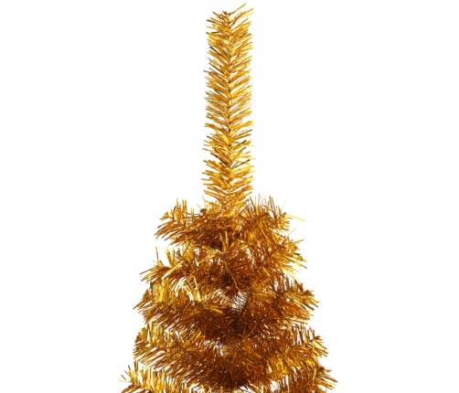 Medio árbol de Navidad artificial con soporte PET dorado 120 cm