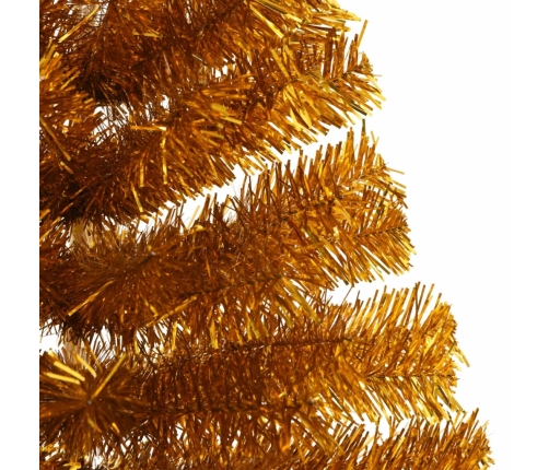 Medio árbol de Navidad artificial con soporte PET dorado 120 cm