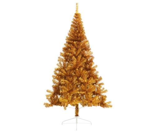 Medio árbol de Navidad artificial con soporte PET dorado 210 cm