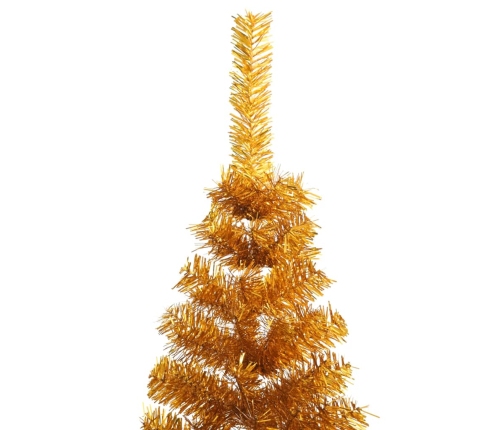 Medio árbol de Navidad artificial con soporte PET dorado 210 cm