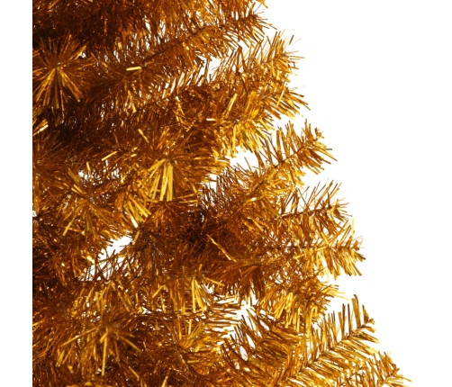 Medio árbol de Navidad artificial con soporte PET dorado 210 cm