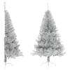 Medio árbol de Navidad artificial con soporte PET plata 120 cm