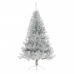 Medio árbol de Navidad artificial con soporte PET plata 120 cm