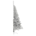 Medio árbol de Navidad artificial con soporte PET plata 120 cm