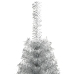 Medio árbol de Navidad artificial con soporte PET plata 120 cm