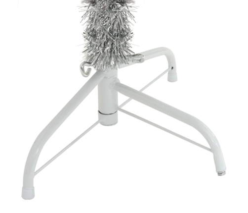 Medio árbol de Navidad artificial con soporte PET plata 120 cm